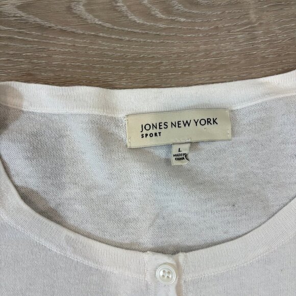 Jones New York Sport Henley Top Size L Striped Cap Sleeves Cotton Blend - Picture 5 of 7